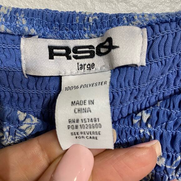 RSQ Blue Floral Ruched Cropped Cami Sz L - Picture 4 of 9